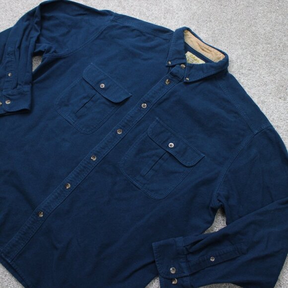 Cabela's Shirt Mens XL Blue Deerskin Soft Chamois Cotton Shacket L/S Button - Picture 3 of 12
